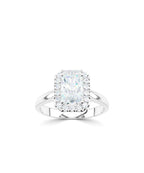 Lab Grown Diamond Halo Engagement Ring - Emerald Cut
