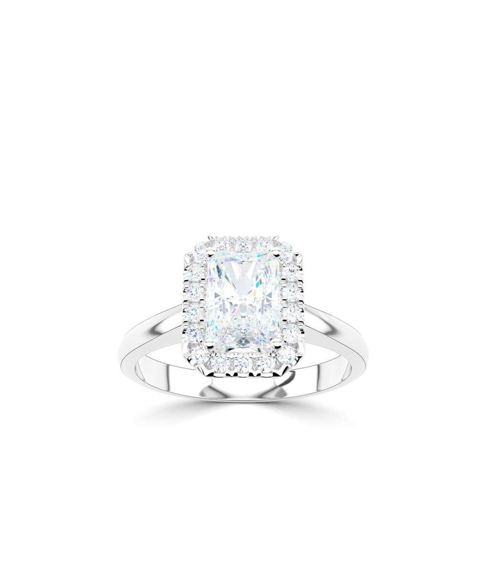Lab Grown Diamond Halo Engagement Ring - Emerald Cut