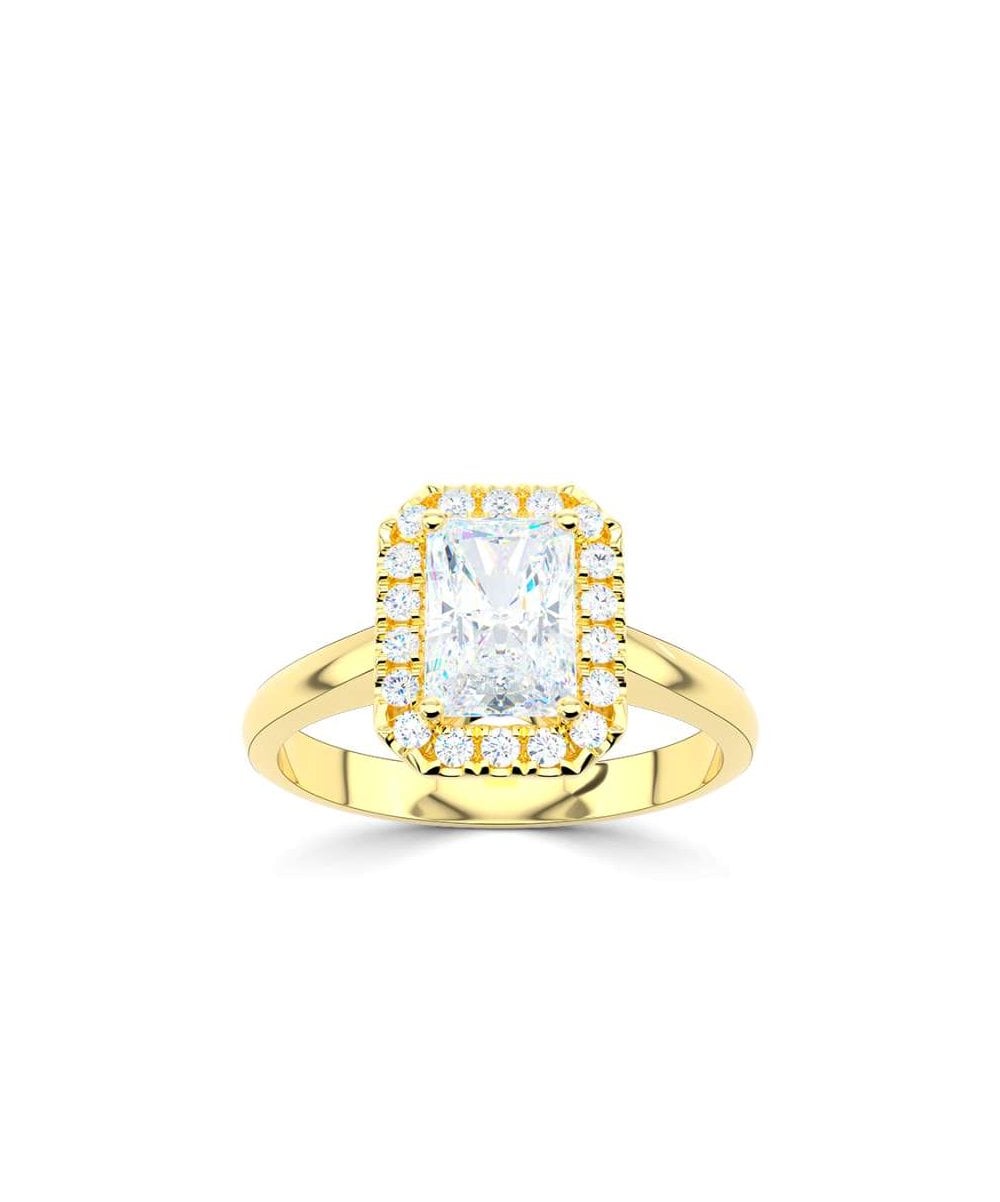 Lab Grown Diamond Halo Engagement Ring - Emerald Cut