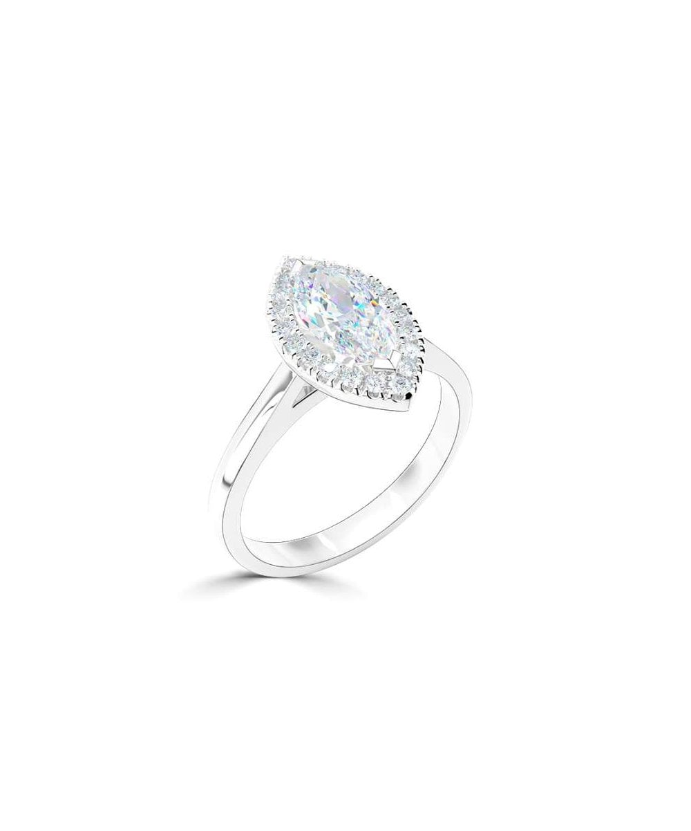 Lab Grown Diamond Halo Engagement Ring - Marquise