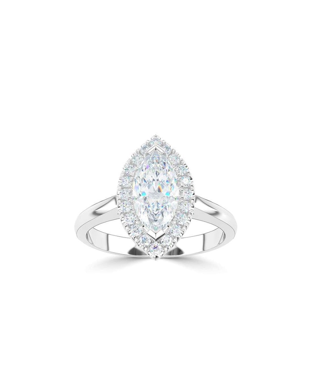 Lab Grown Diamond Halo Engagement Ring - Marquise