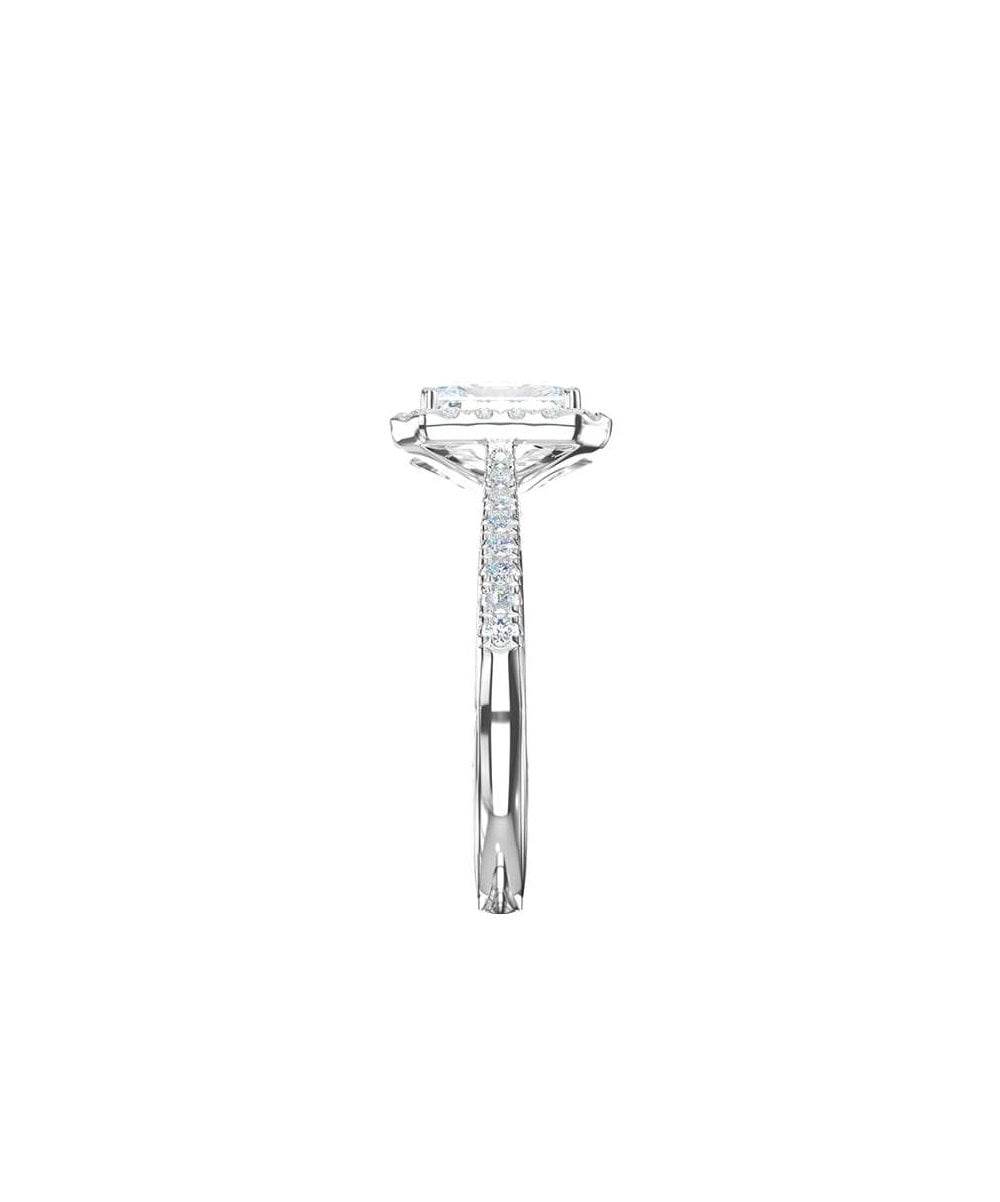 Lab Grown Diamond Halo Engagement Ring - Emerald Cut