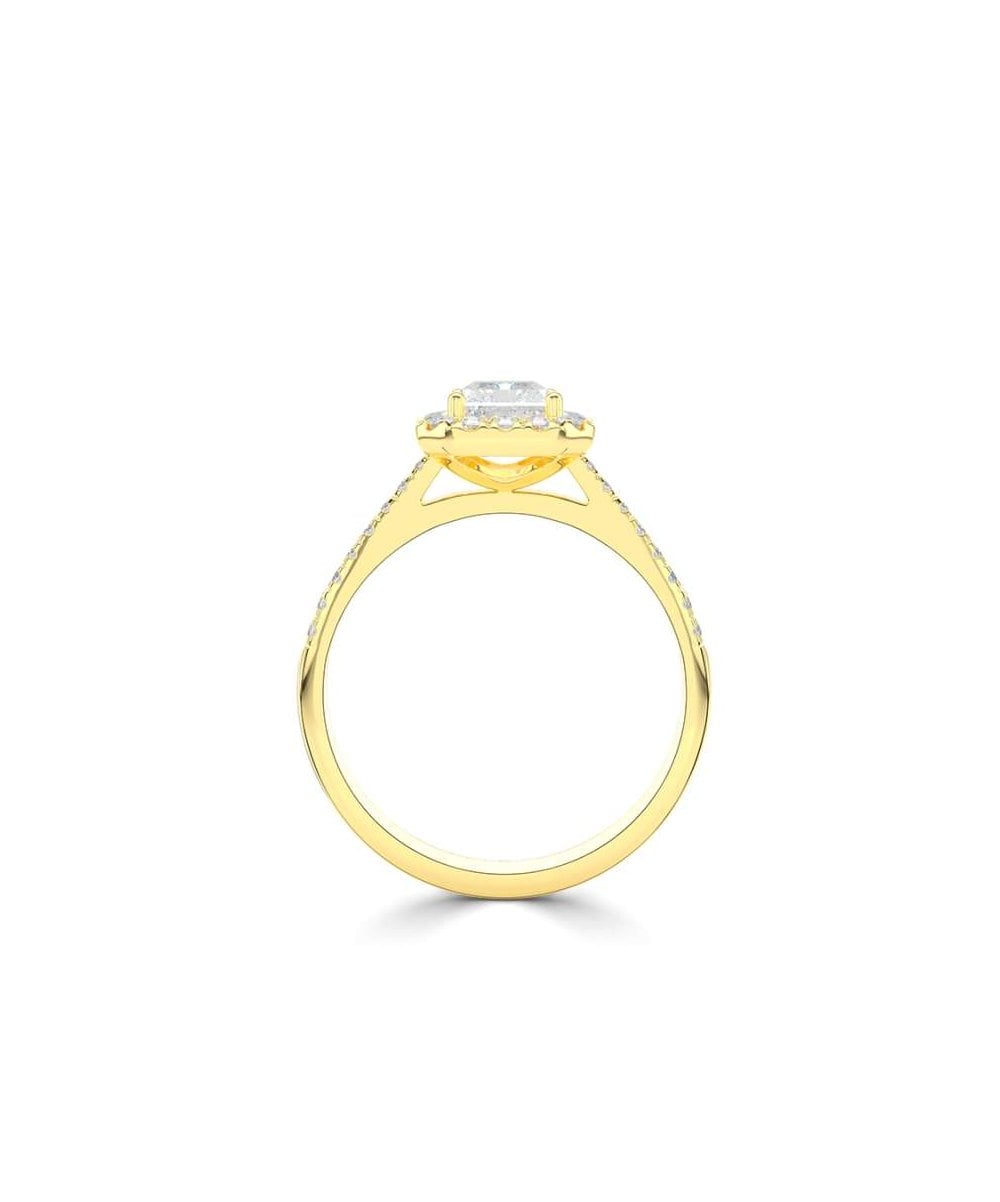 Lab Grown Diamond Halo Engagement Ring - Emerald Cut