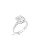 Lab Grown Diamond Halo Engagement Ring - Emerald Cut