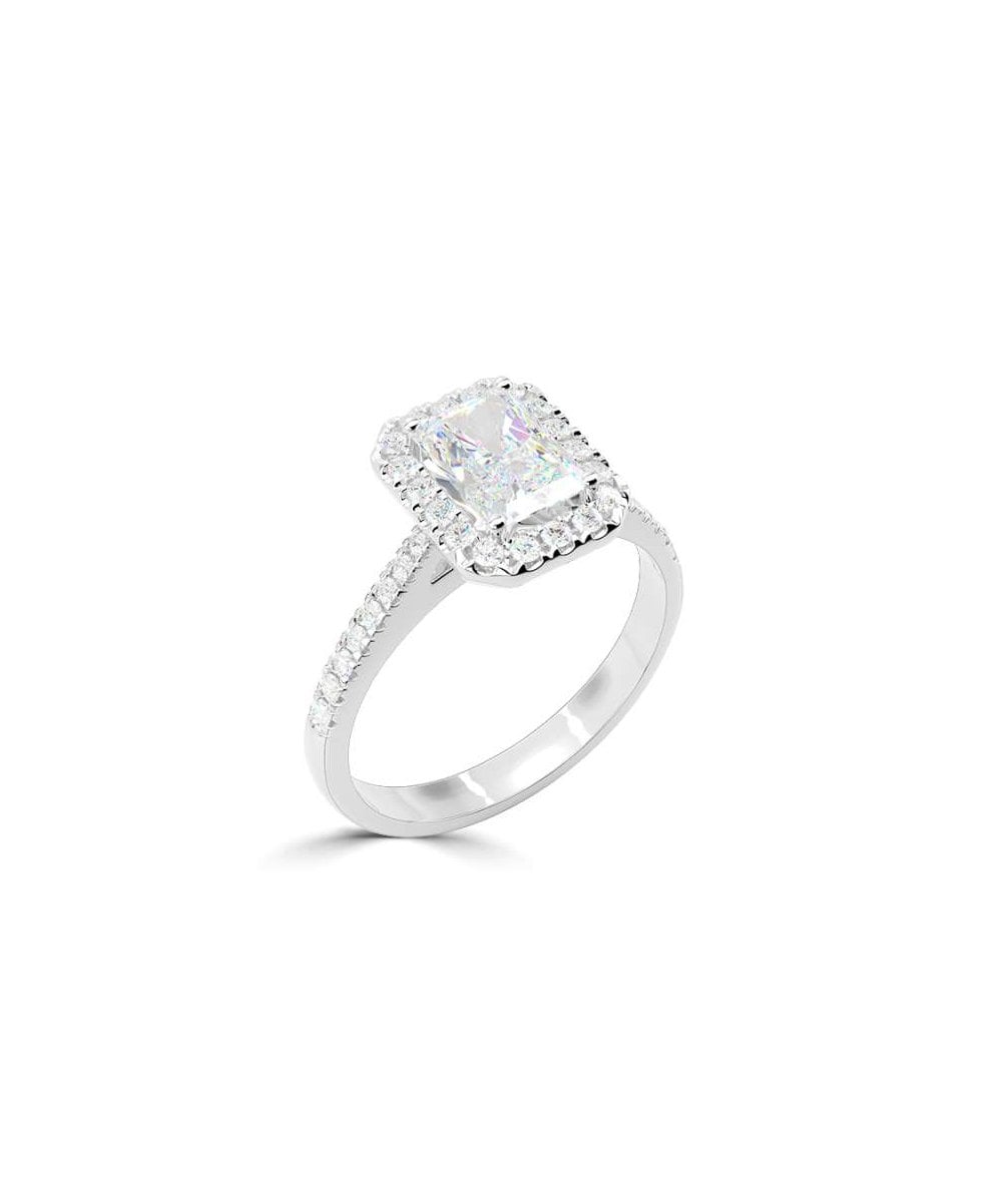Lab Grown Diamond Halo Engagement Ring - Emerald Cut