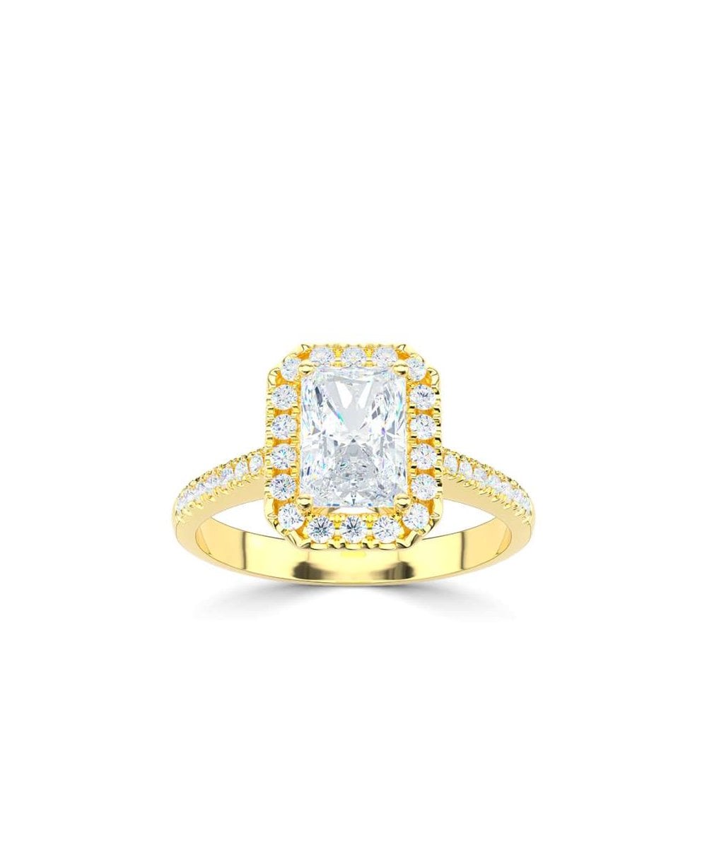 Lab Grown Diamond Halo Engagement Ring - Emerald Cut