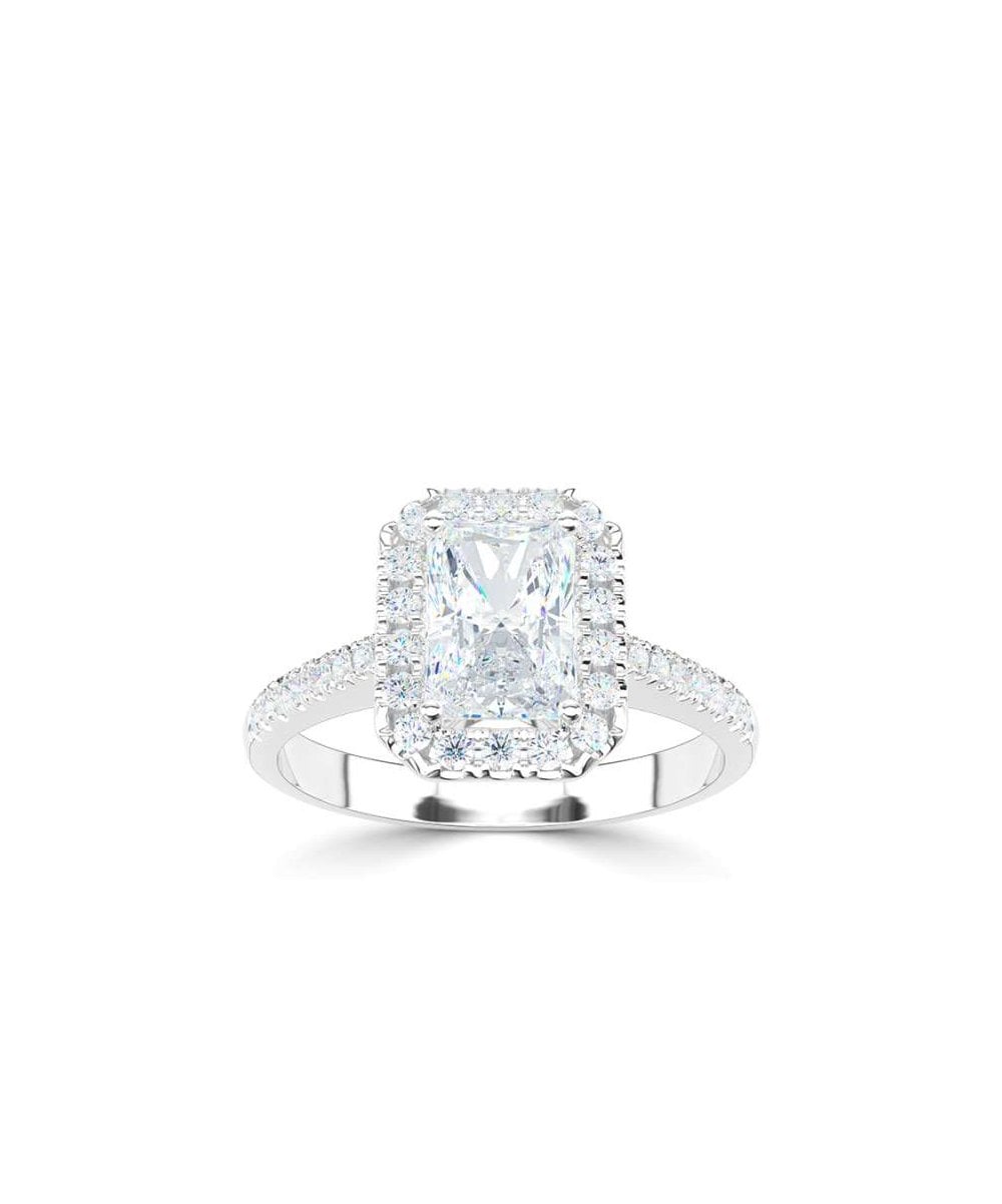 Lab Grown Diamond Halo Engagement Ring - Emerald Cut