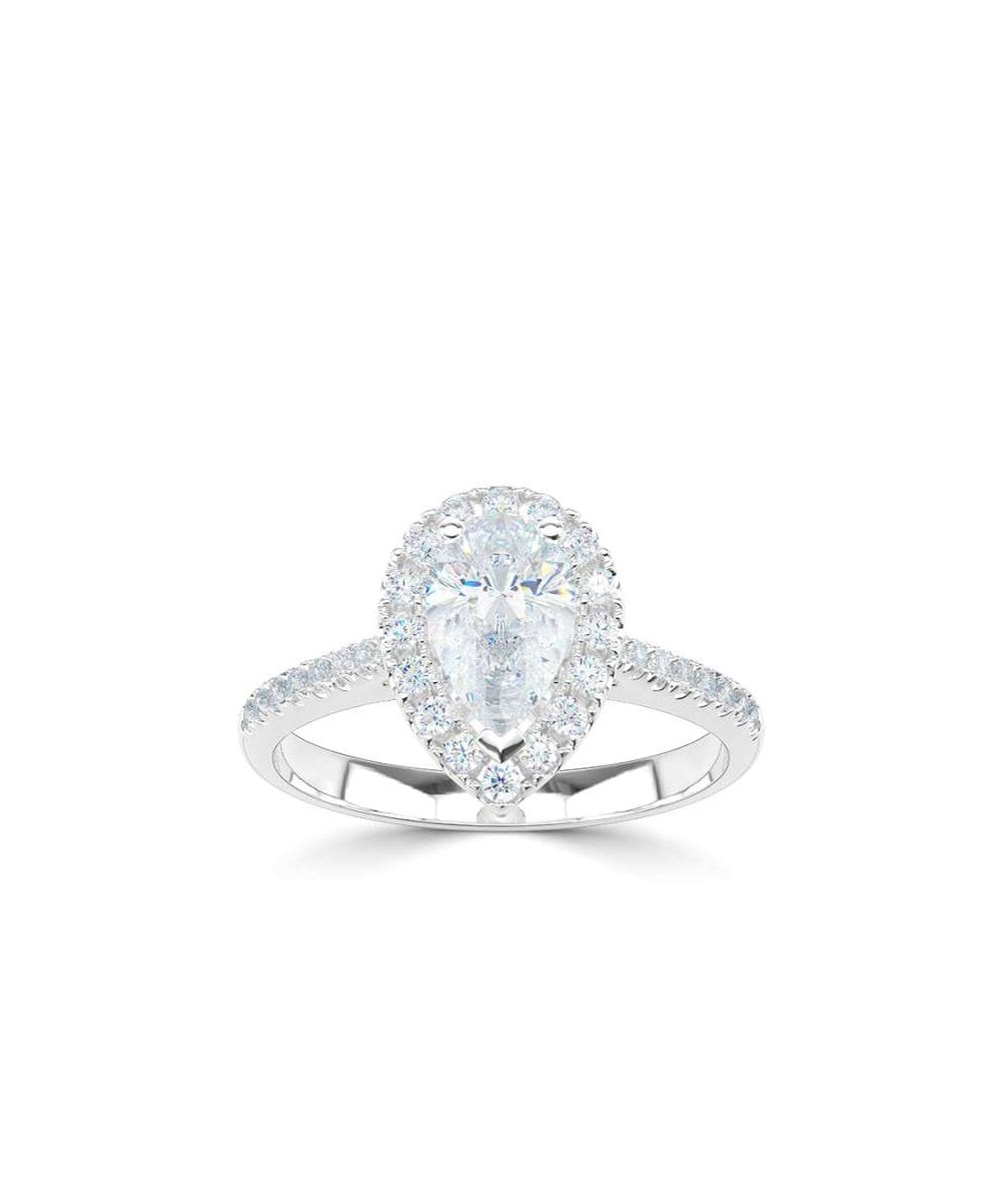 Lab Grown Diamond Halo Engagement Ring - Pear
