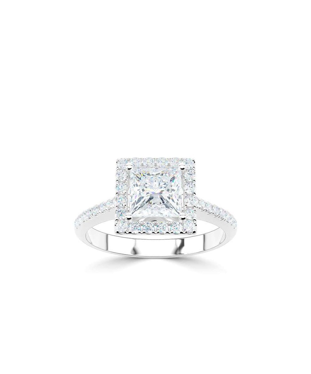 Lab Grown Diamond Halo Engagement Ring - Princess Cut