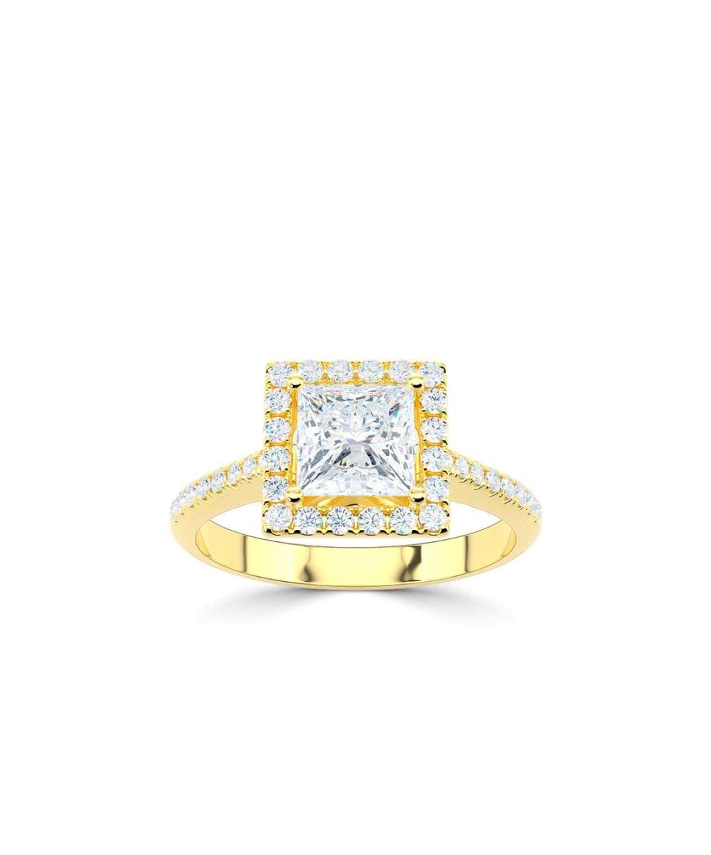 Lab Grown Diamond Halo Engagement Ring - Princess Cut