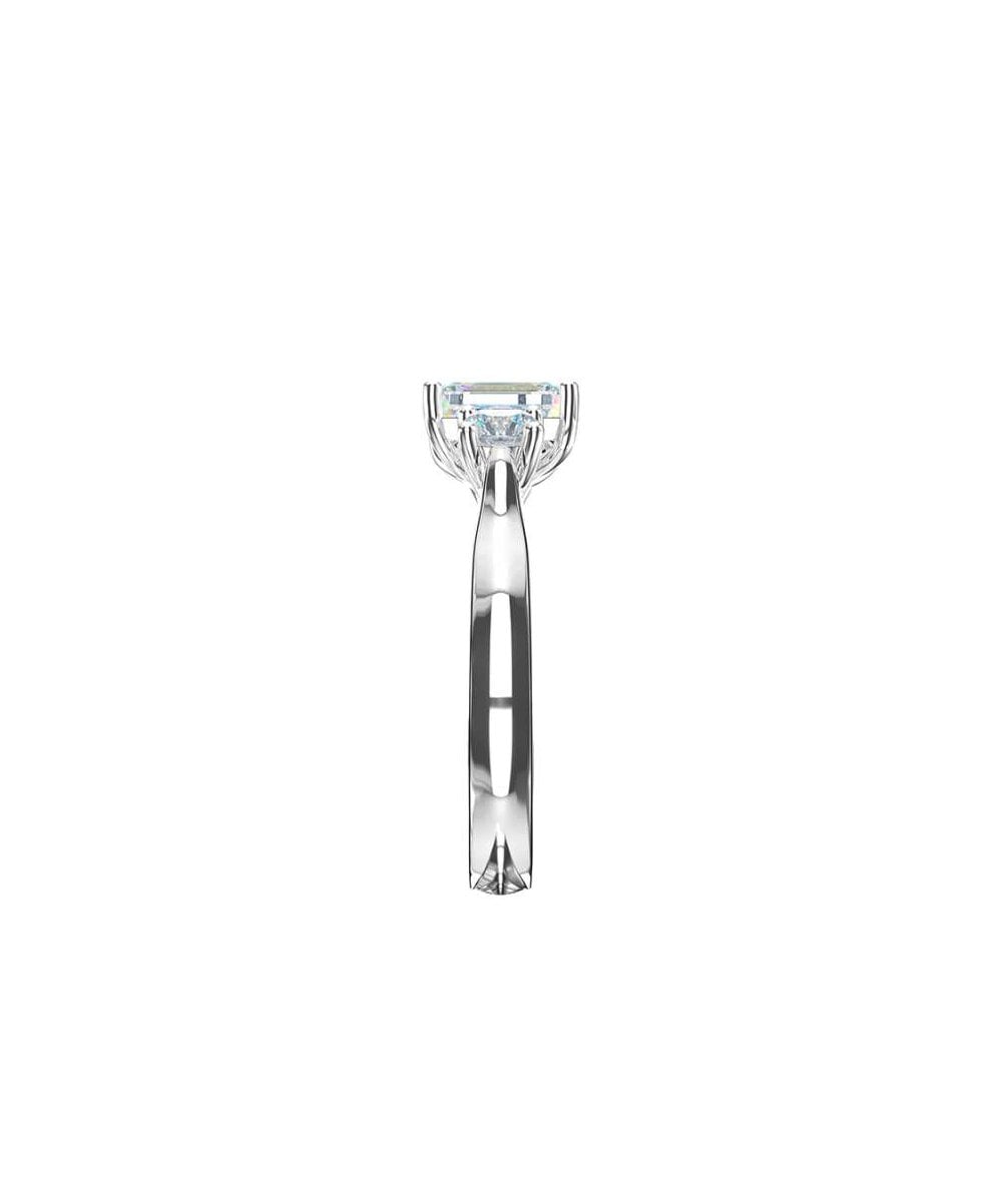 Lab Grown Diamond Trilogy Engagement Ring - Emerald Cut