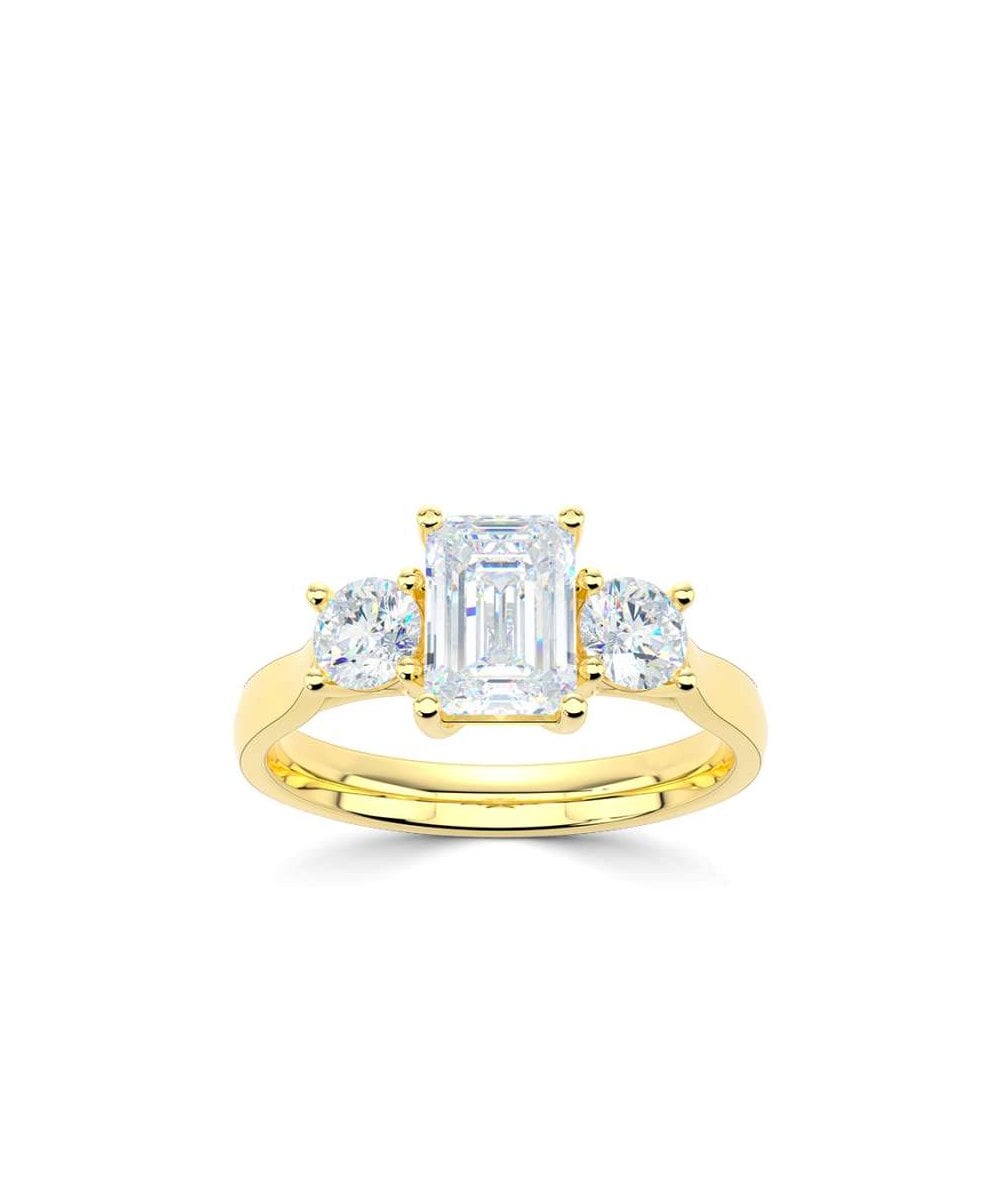Lab Grown Diamond Trilogy Engagement Ring - Emerald Cut