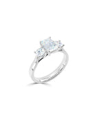 Lab Grown Diamond Trilogy Engagement Ring - Emerald Cut