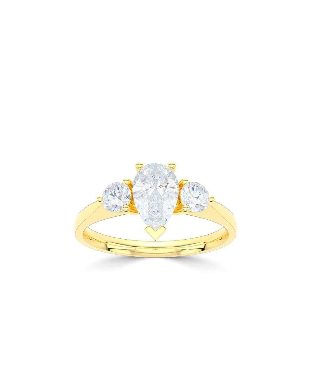 Lab Grown Diamond Trilogy Engagement Ring - Pear
