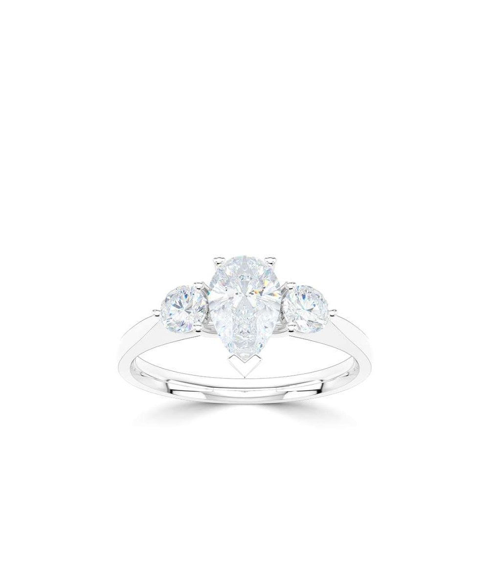 Lab Grown Diamond Trilogy Engagement Ring - Pear