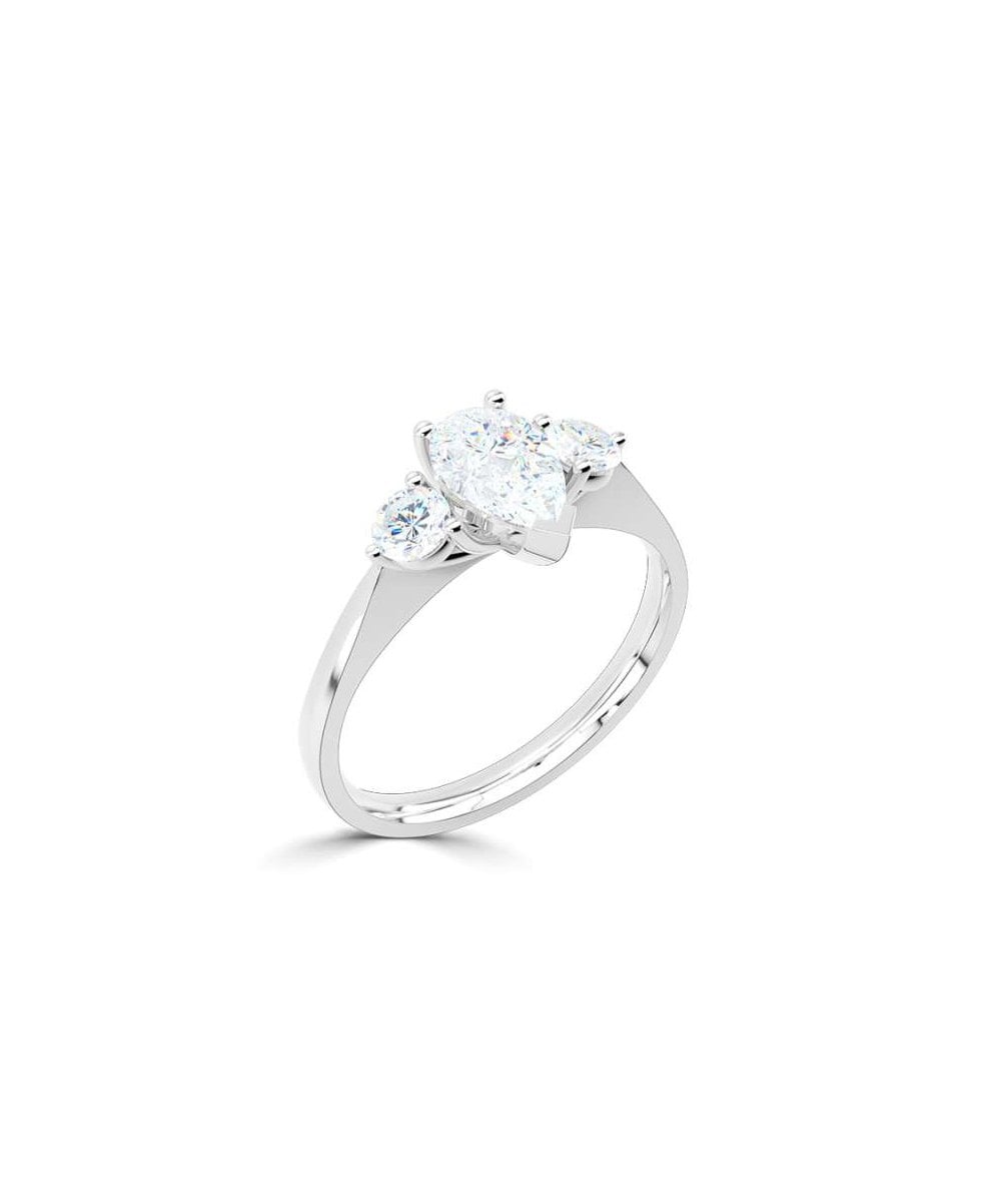 Lab Grown Diamond Trilogy Engagement Ring - Pear