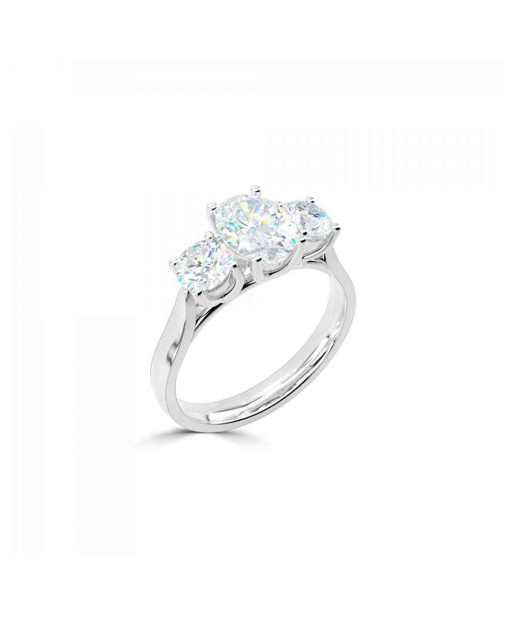 Lab Grown Diamond Trilogy Engagement Ring - Oval