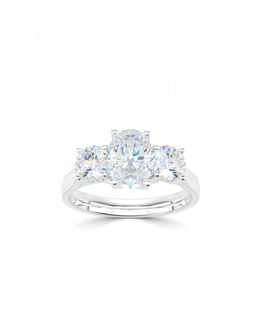 Lab Grown Diamond Trilogy Engagement Ring - Oval