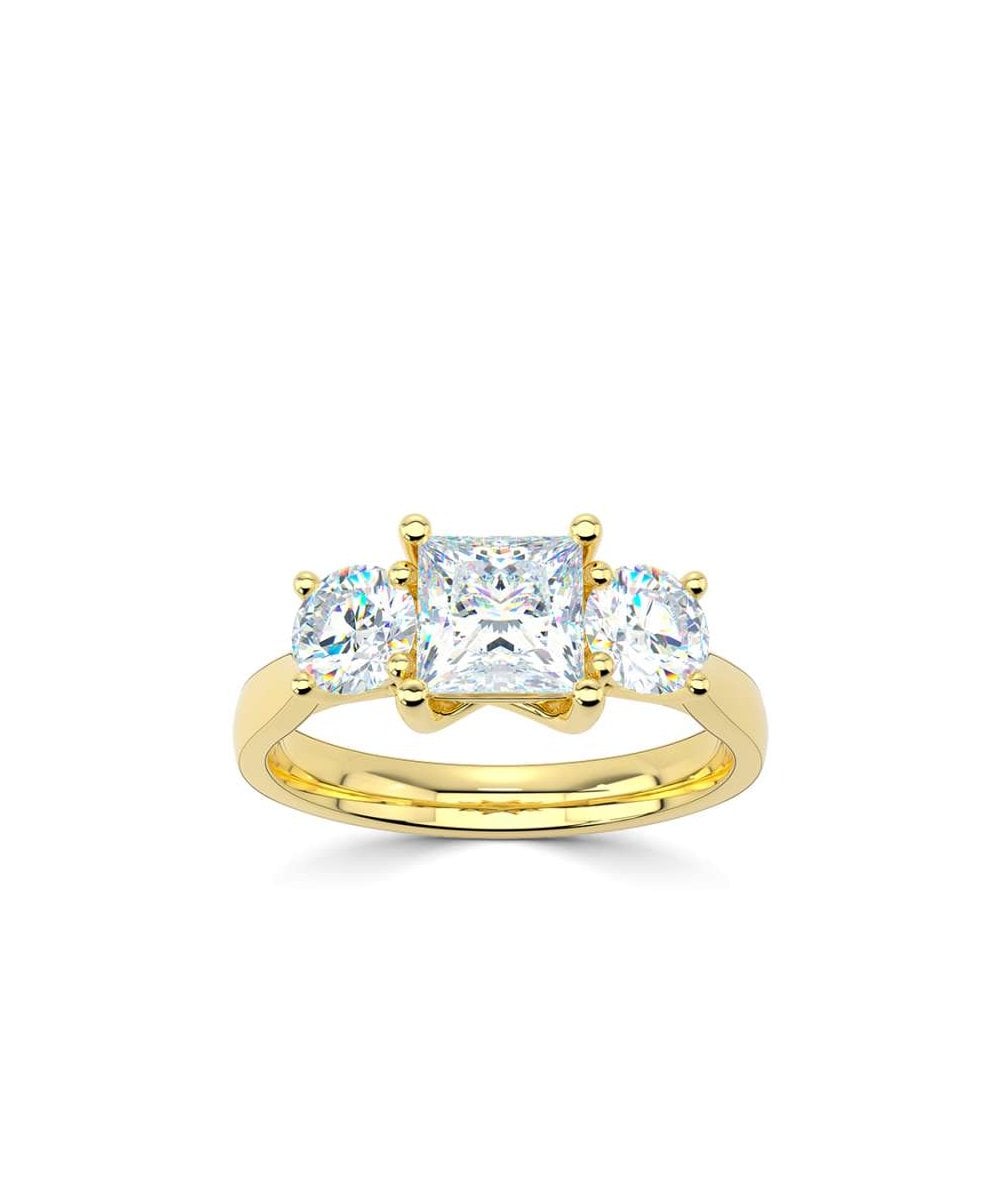 Lab Grown Diamond Trilogy Engagement Ring - Princess Cut