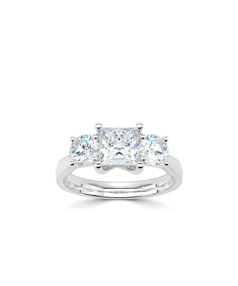 Lab Grown Diamond Trilogy Engagement Ring - Princess Cut