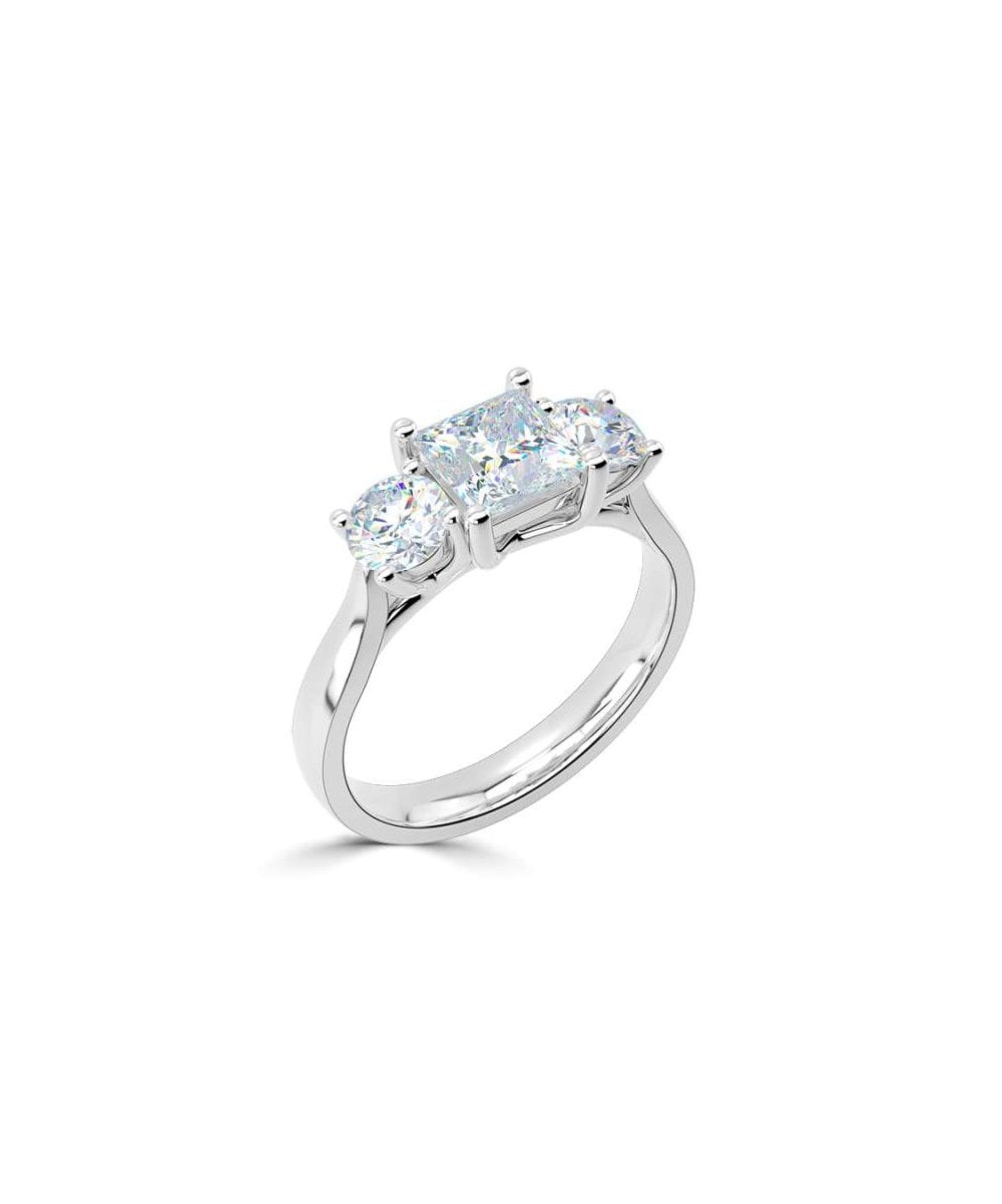 Lab Grown Diamond Trilogy Engagement Ring - Princess Cut