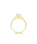 Lab Grown Diamond Diamond Band Engagement Ring - Emerald Cut