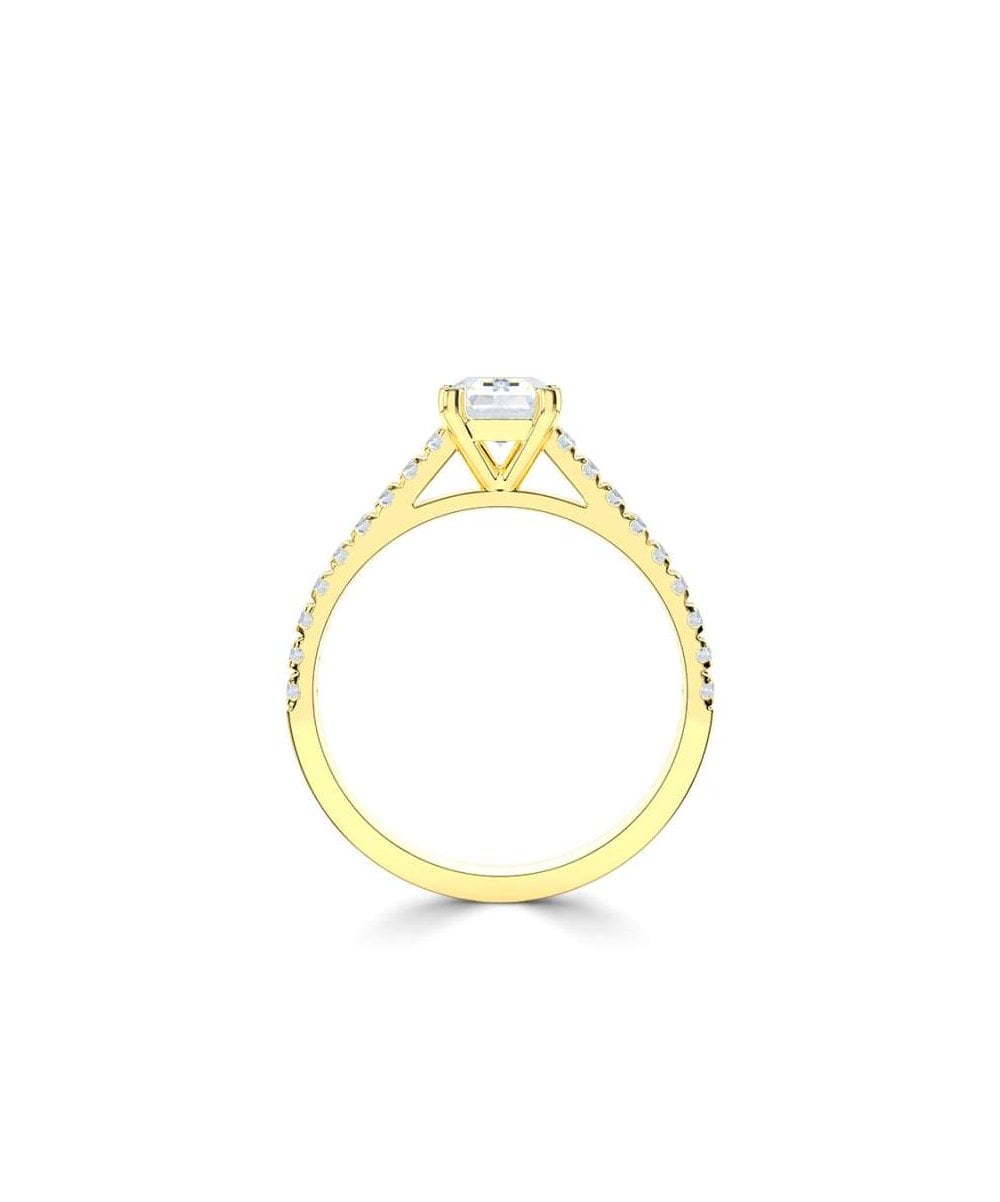 Lab Grown Diamond Diamond Band Engagement Ring - Emerald Cut