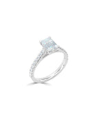 Lab Grown Diamond Diamond Band Engagement Ring - Emerald Cut