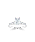 Lab Grown Diamond Diamond Band Engagement Ring - Emerald Cut