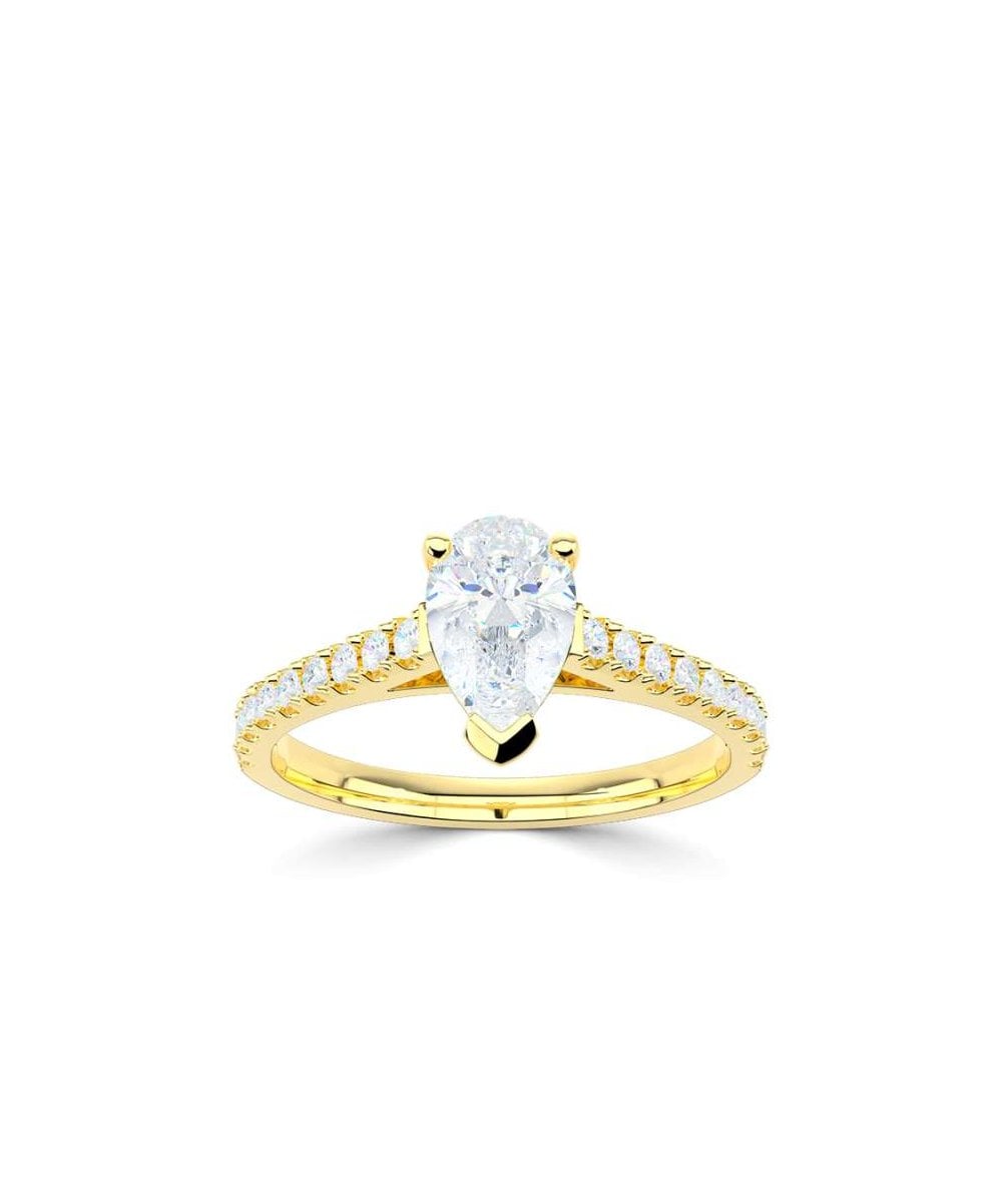 Lab Grown Diamond Diamond Band Engagement Ring - Pear