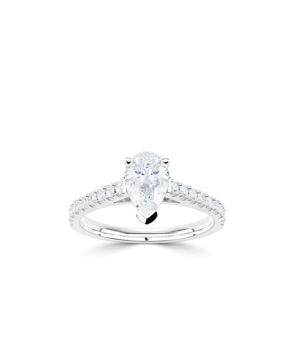 Lab Grown Diamond Diamond Band Engagement Ring - Pear