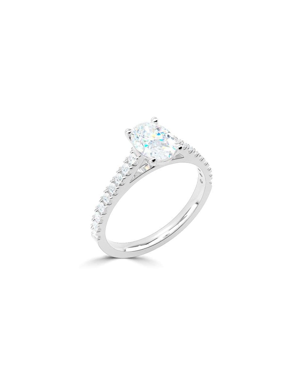 Lab Grown Diamond Diamond Band Engagement Ring - Oval