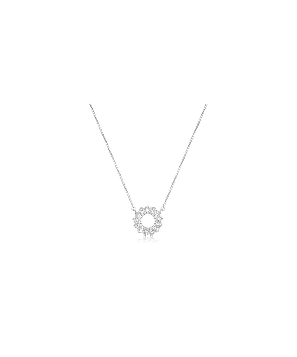 Silver Fancy CZ Circle Necklace