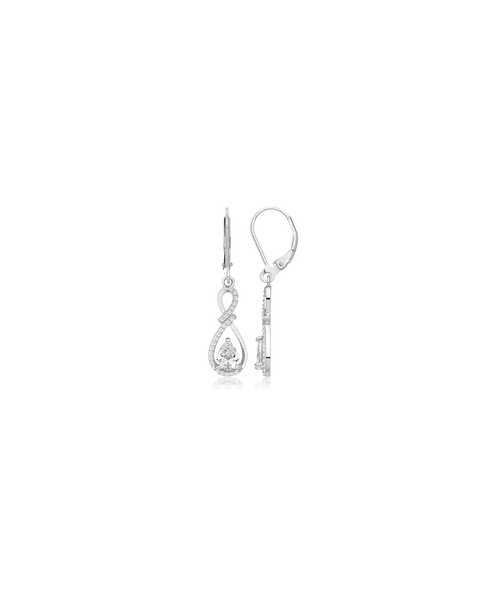 Sterling Silver CZ Pear Shaped Drop Earrings