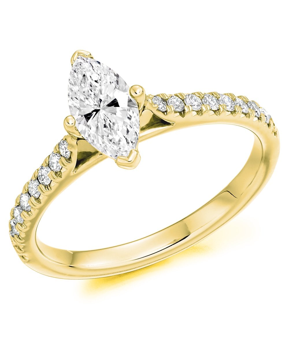 Natural Diamond Diamond Band Engagement Ring - Marquise