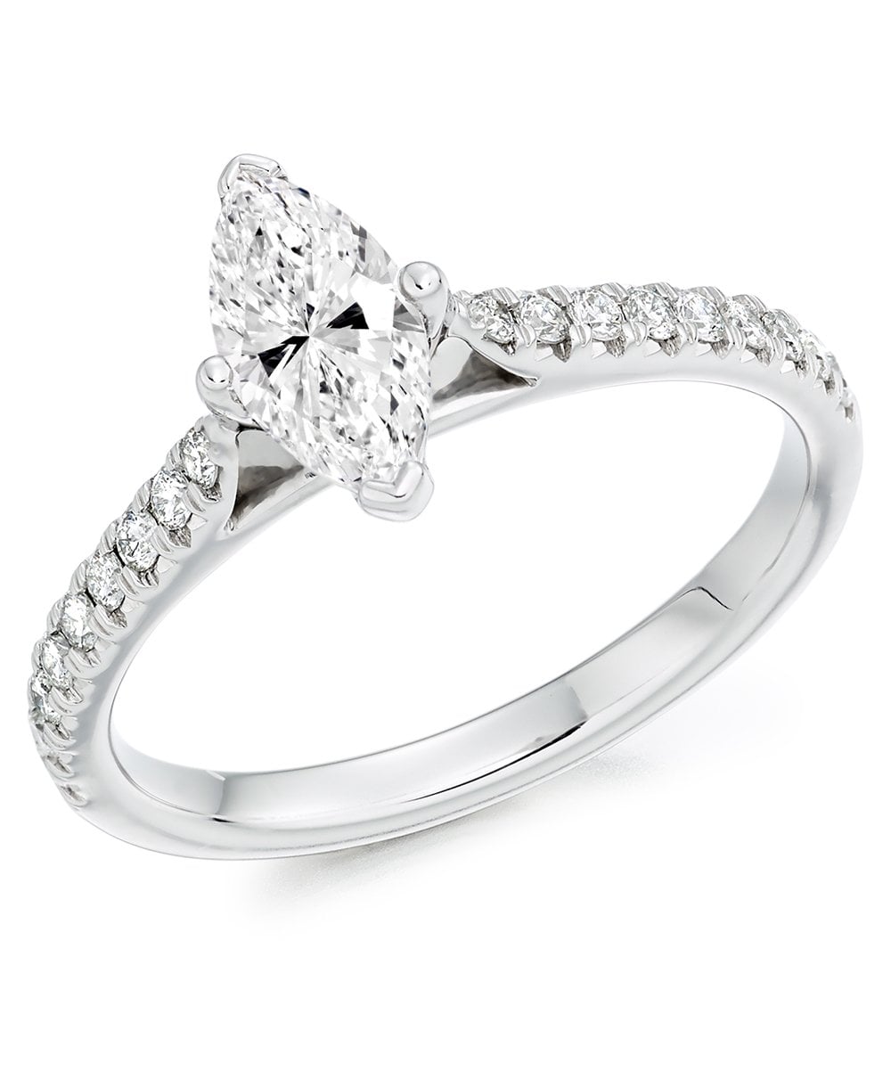 Natural Diamond Diamond Band Engagement Ring - Marquise