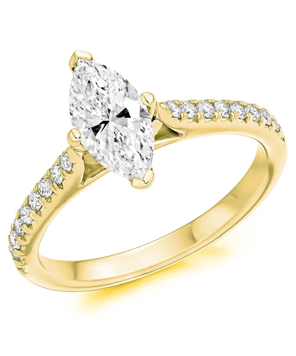 Natural Diamond Diamond Band Engagement Ring - Marquise