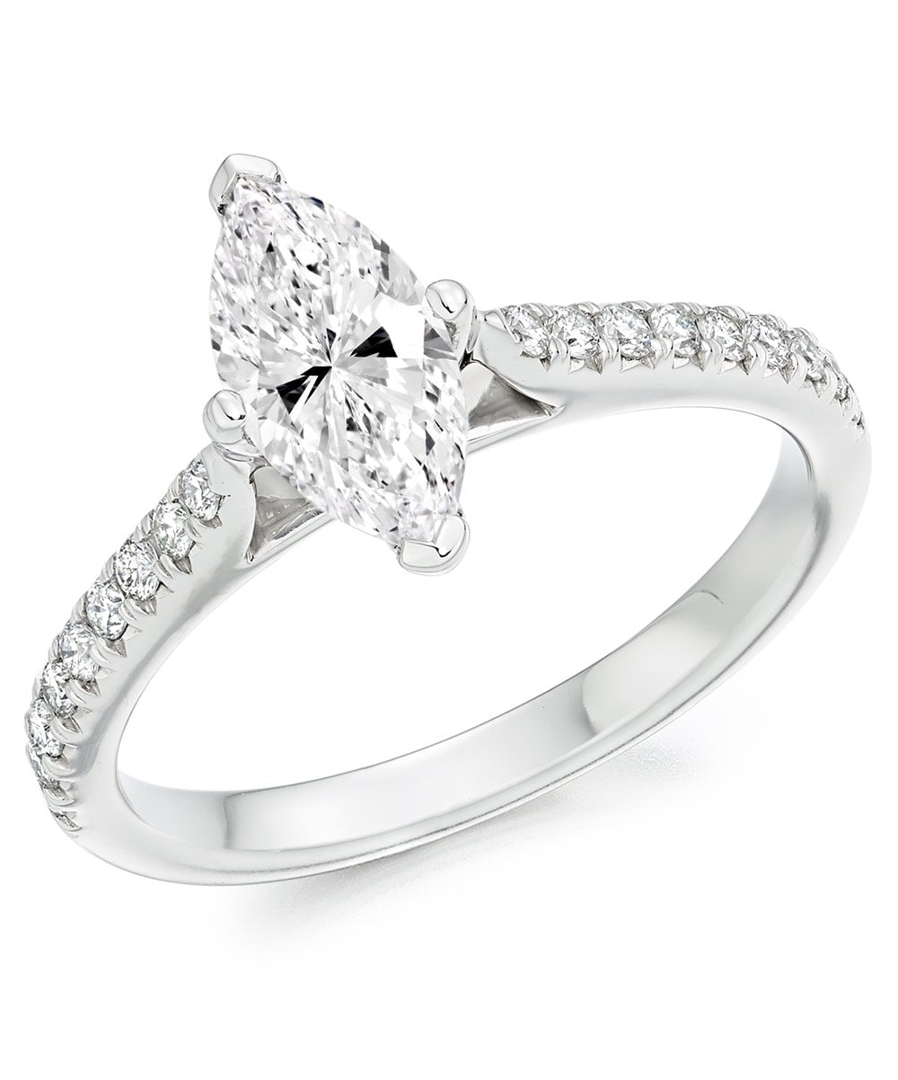 Natural Diamond Diamond Band Engagement Ring - Marquise