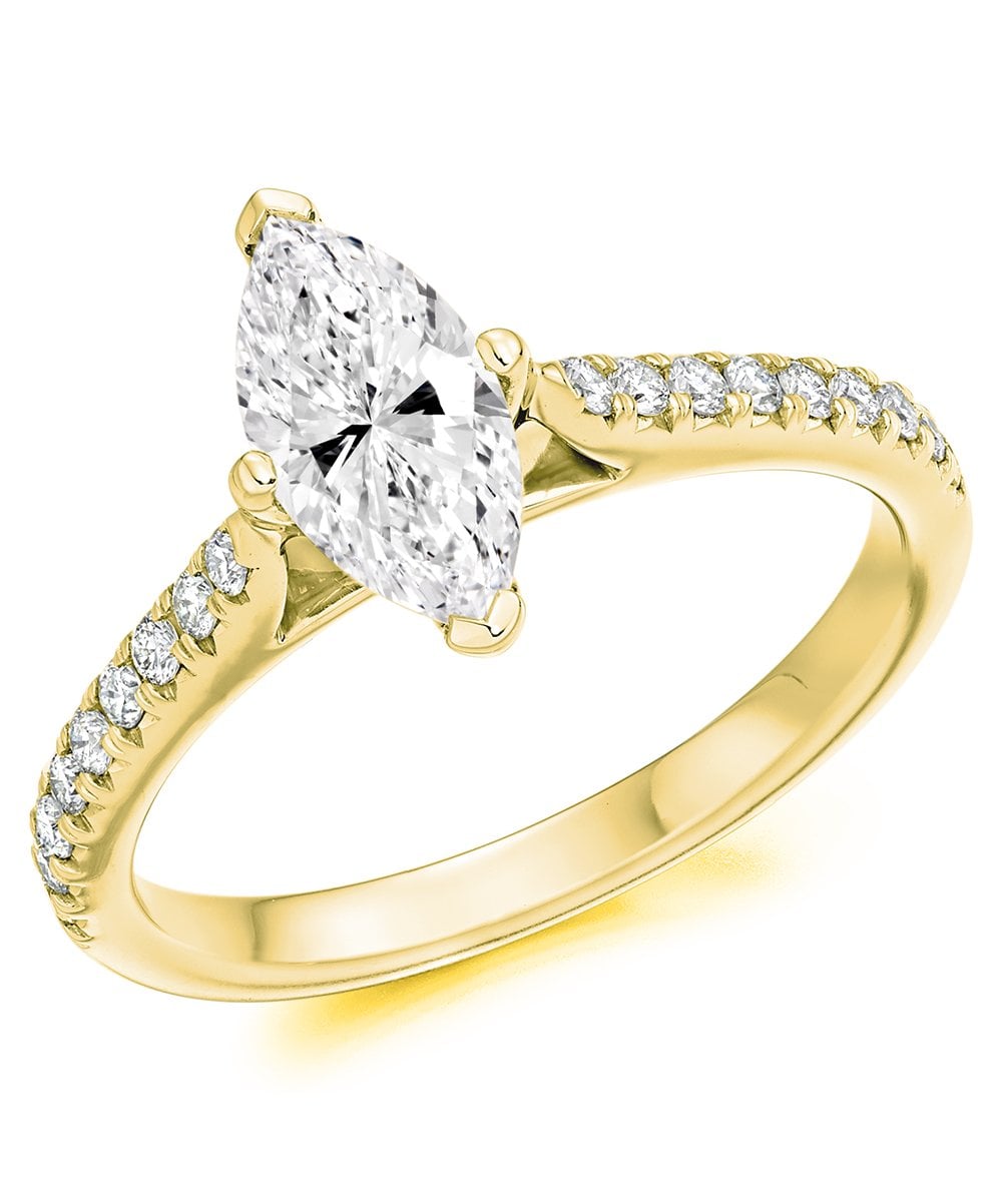 Natural Diamond Diamond Band Engagement Ring - Marquise