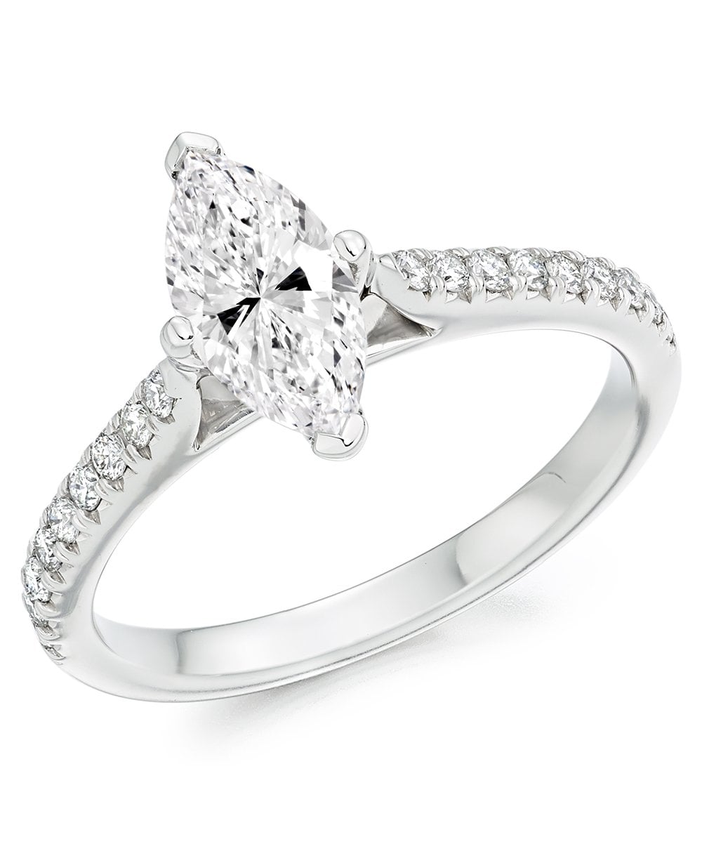 Natural Diamond Diamond Band Engagement Ring - Marquise