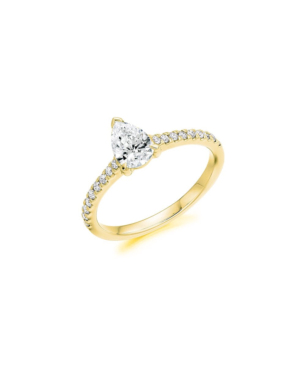 Natural Diamond Diamond Band Engagement Ring - Pear
