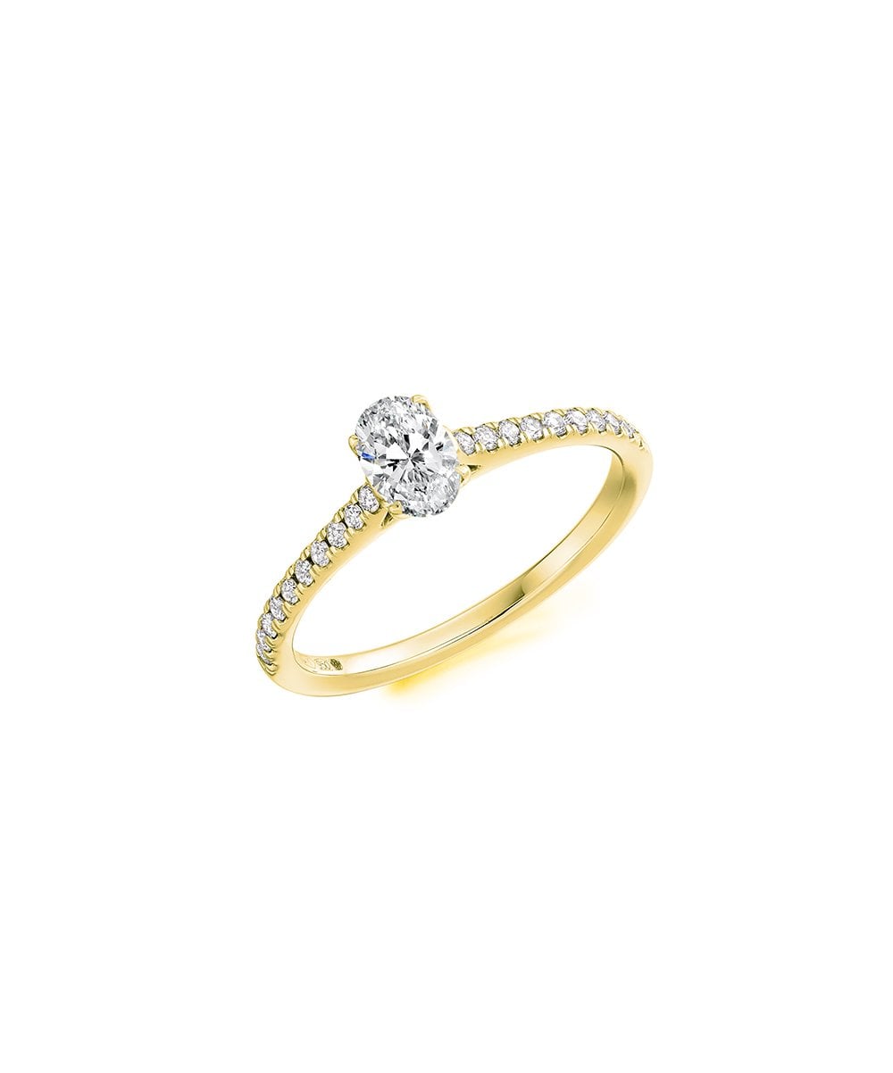 Natural Diamond Diamond Band Engagement Ring - Oval