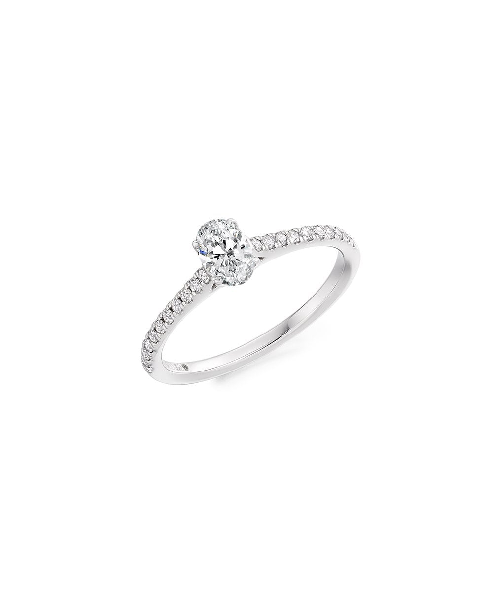 Natural Diamond Diamond Band Engagement Ring - Oval