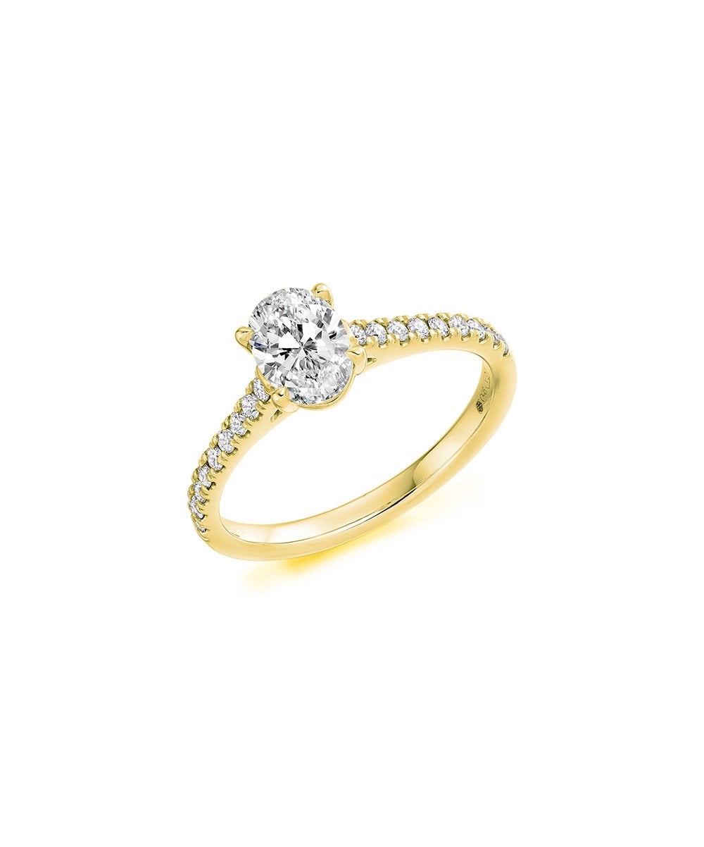 Natural Diamond Diamond Band Engagement Ring - Oval