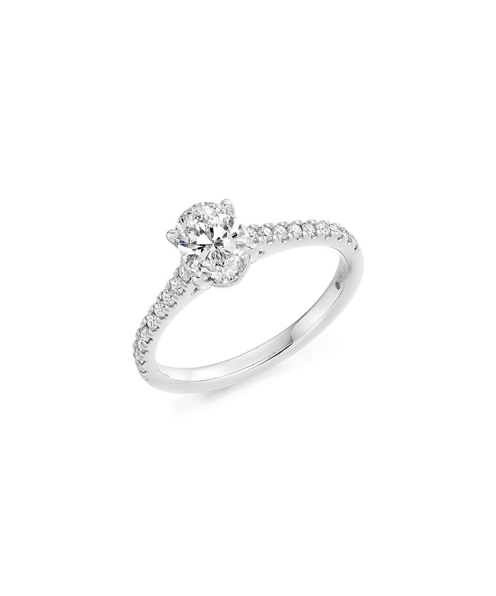 Natural Diamond Diamond Band Engagement Ring - Oval