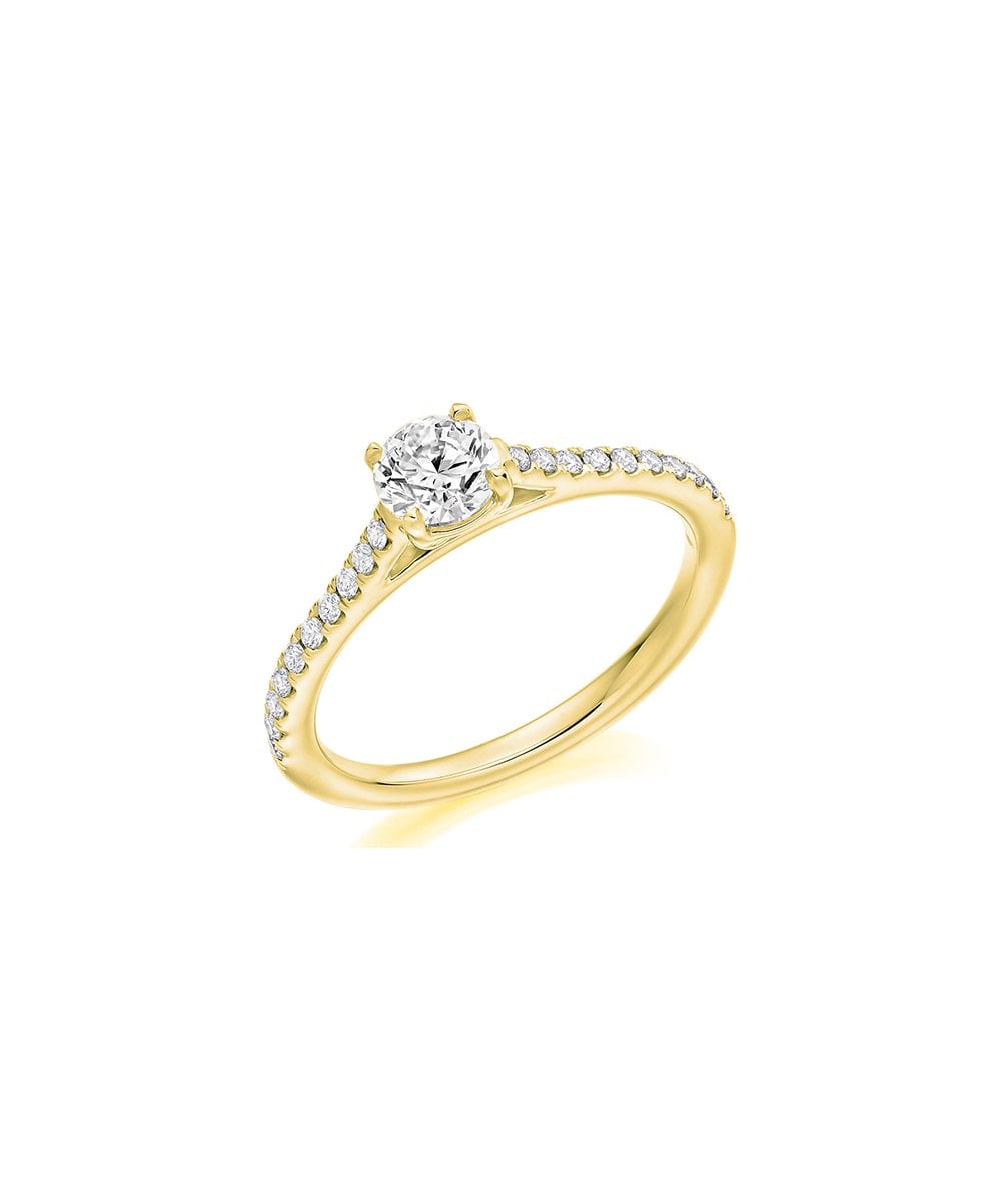 Natural Diamond Diamond Band Engagement Ring - Round