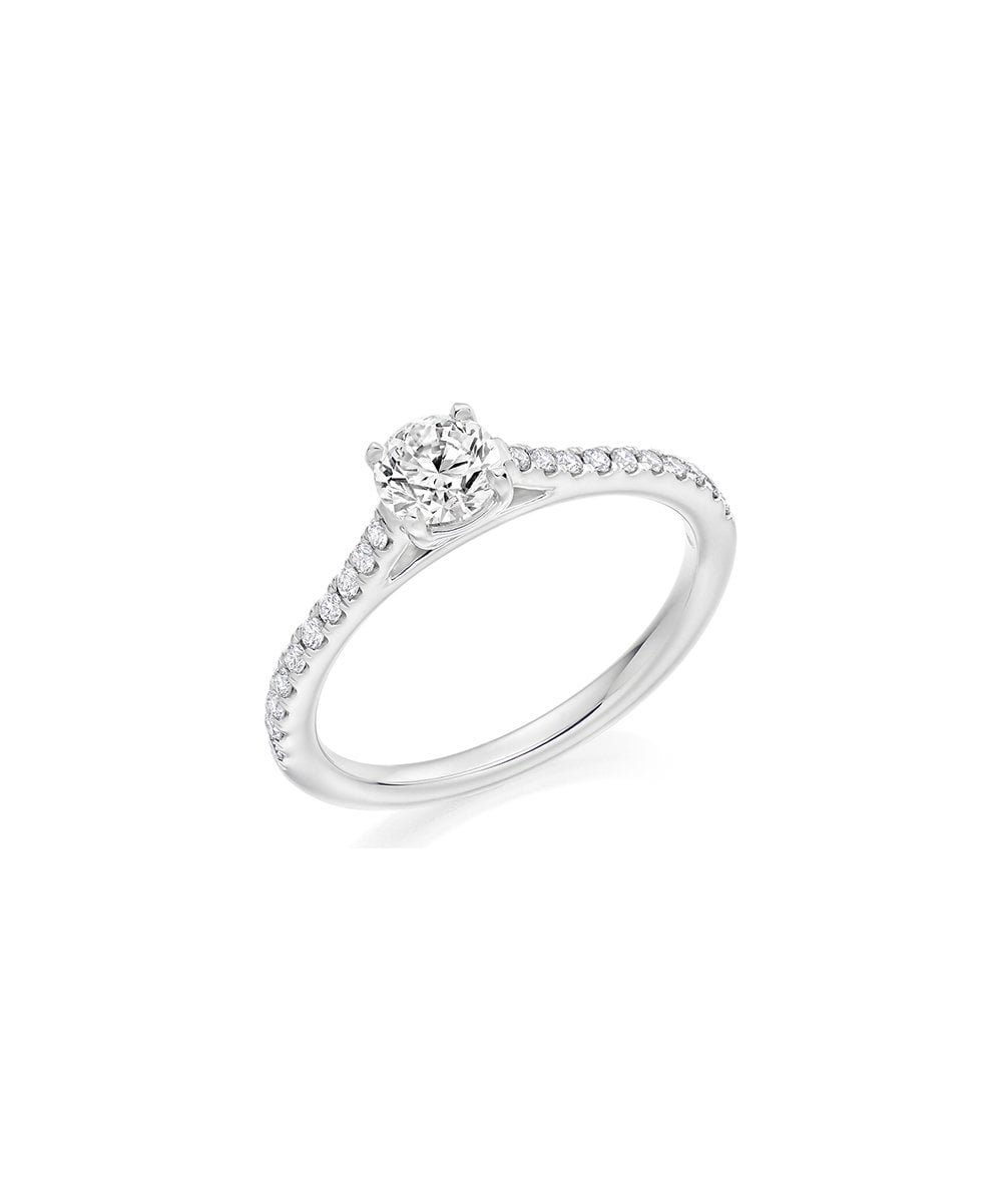 Natural Diamond Diamond Band Engagement Ring - Round