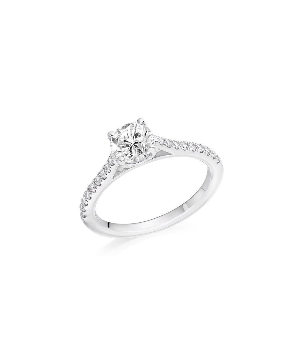 Natural Diamond Diamond Band Engagement Ring - Round