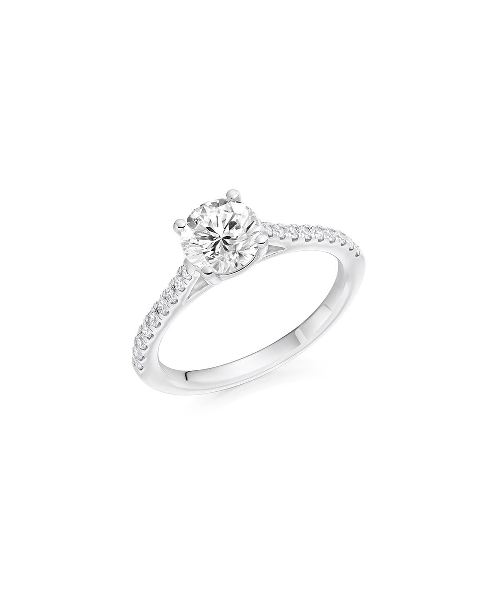 Natural Diamond Diamond Band Engagement Ring - Round