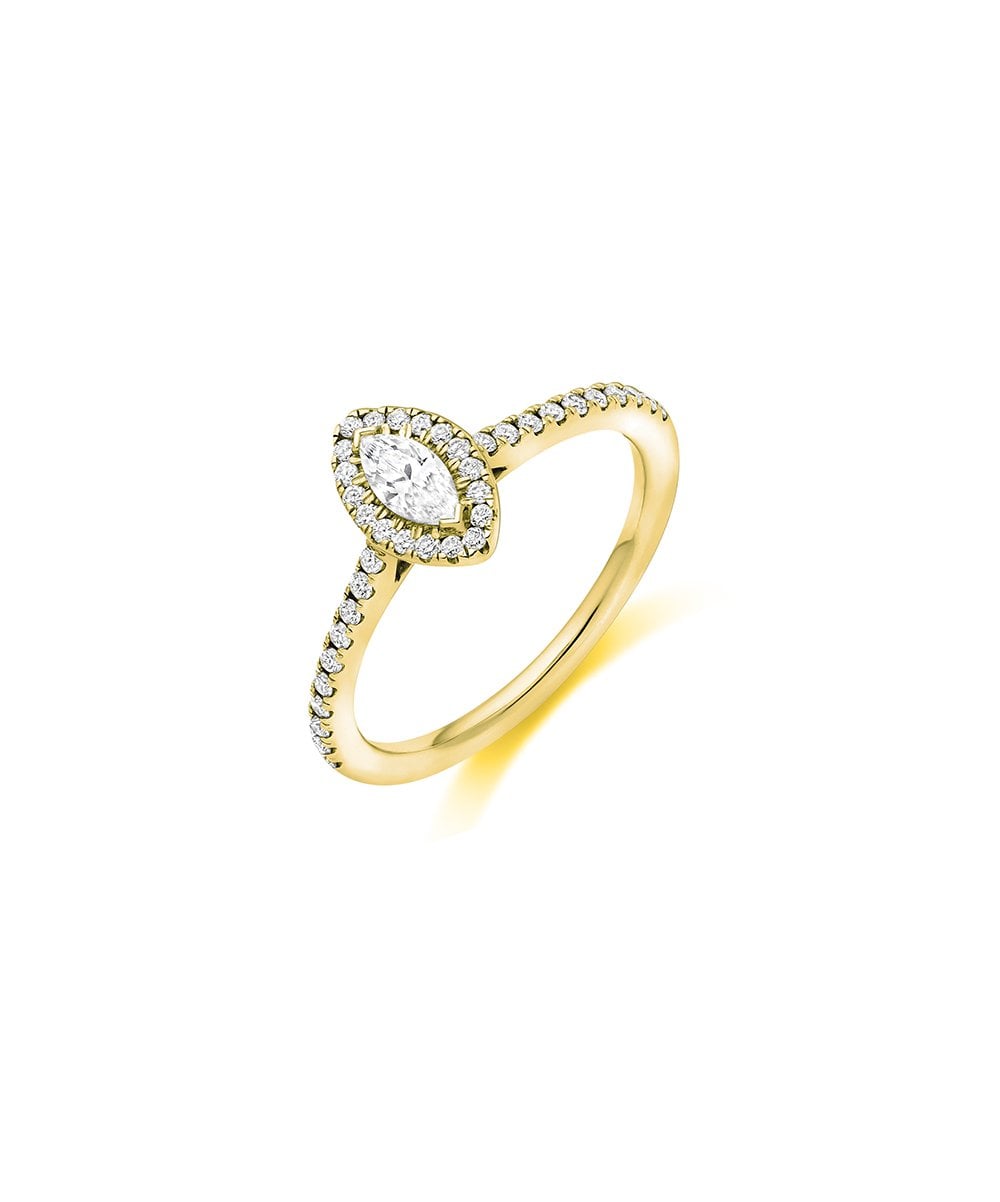 Natural Diamond Halo Engagement Ring - Marquise